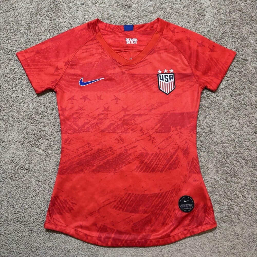 Nike USA Women’s Red Soccer Jersey Sz M 2019 Away Kit Authentic Aeroswift